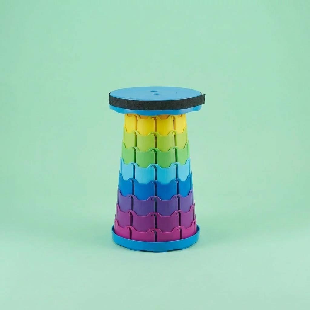 Collapsible Camping Stool, 400 lbs Capacity, Ultra-Portable Lightweight Folding Seat - Folds Flat, Fits in Backpack for Camping, Hiking, Fishing & Indoor/Outdoor Use - Rainbow Option Available