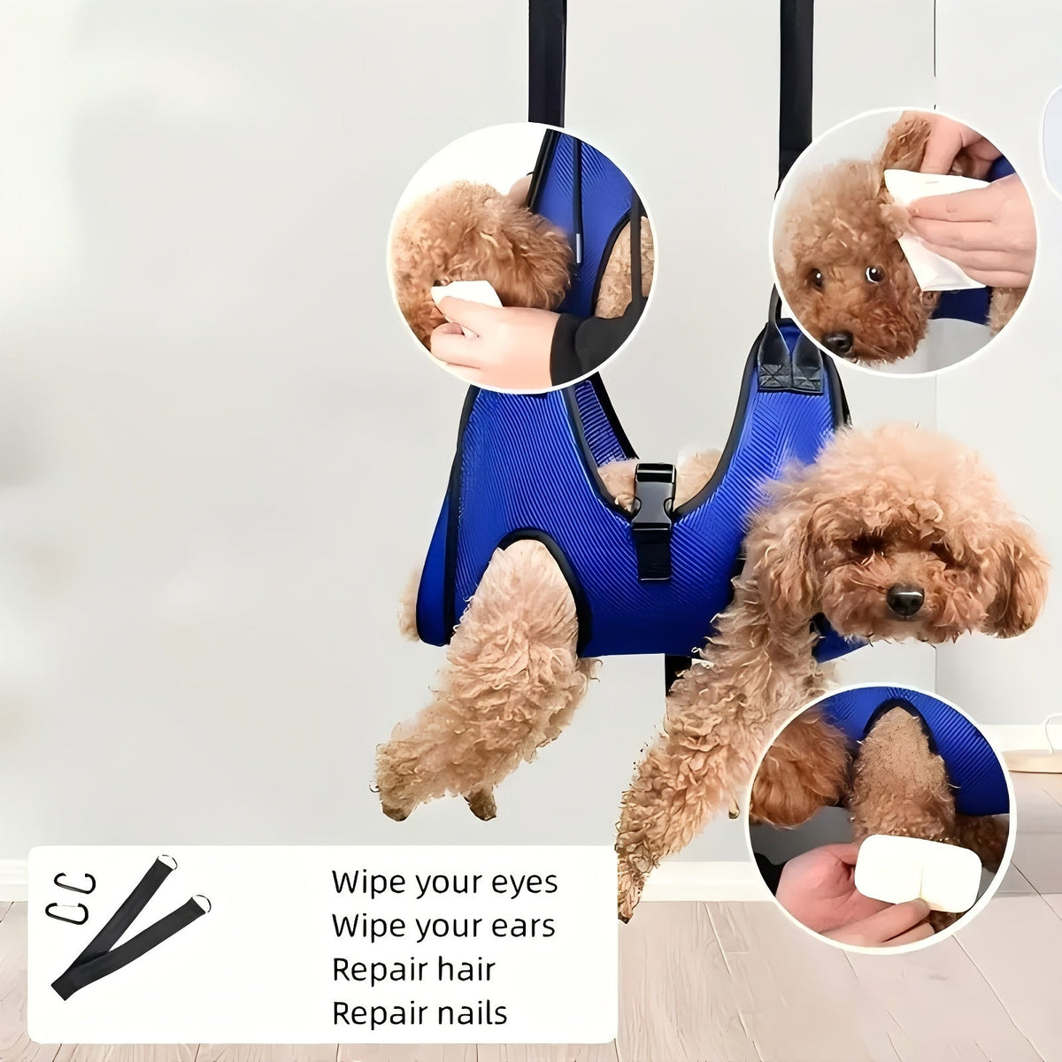 Pet Grooming Hammock for Dogs & Cats - Hanging Restraint Bag for Nail Trimming, Bathing & Ear/Eye Care - Adjustable Cat & Dog Grooming Hammock for Small & Medium Pets (S & L Size)