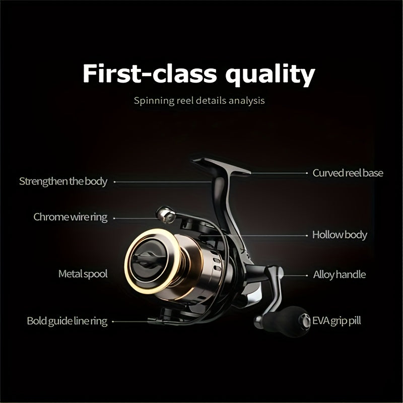 Spinning Fishing Reel HE1000-7000 – 5.2:1 Gear Ratio 22LB Max Drag Metal Body Left/Right Interchangeable Handle Smooth & Sensitive for Freshwater and Saltwater Bass, Trout, and Carp Fishing