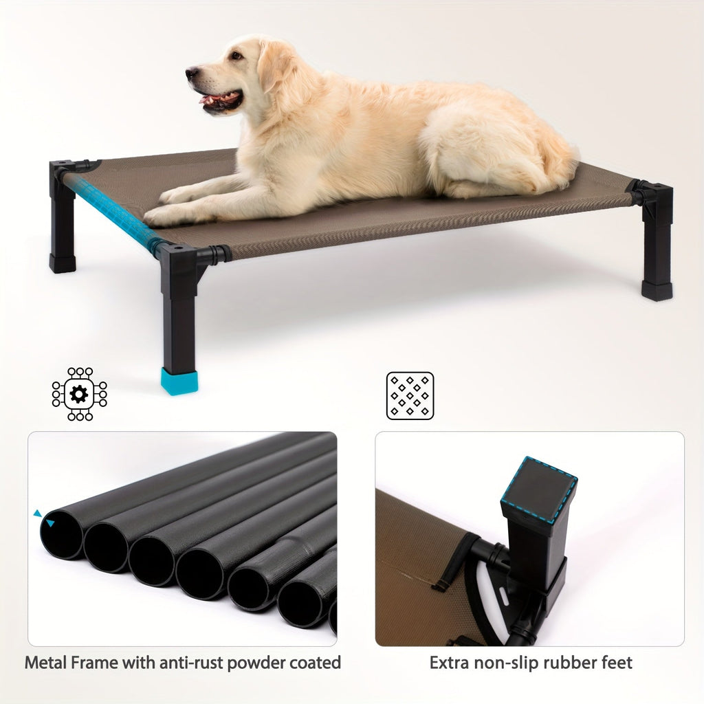 Cooling Elevated Dog Bed, Raised Cot with Breathable Mesh and Metal Frame - Washable Portable Dog Cot with Non-Slip Feet for Indoor and Outdoor Use, Multiple Sizes and Colors Available