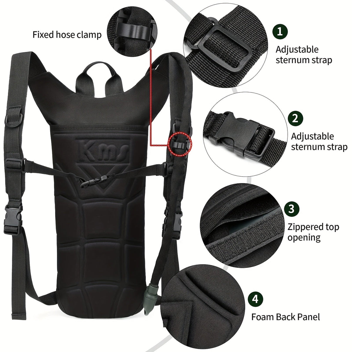 Hydration Backpack with 101oz Water Bladder, Tactical Lightweight Hiking Pack with Adjustable Straps and Large Capacity for Hiking, Biking, Running, and Climbing (Black/Green)