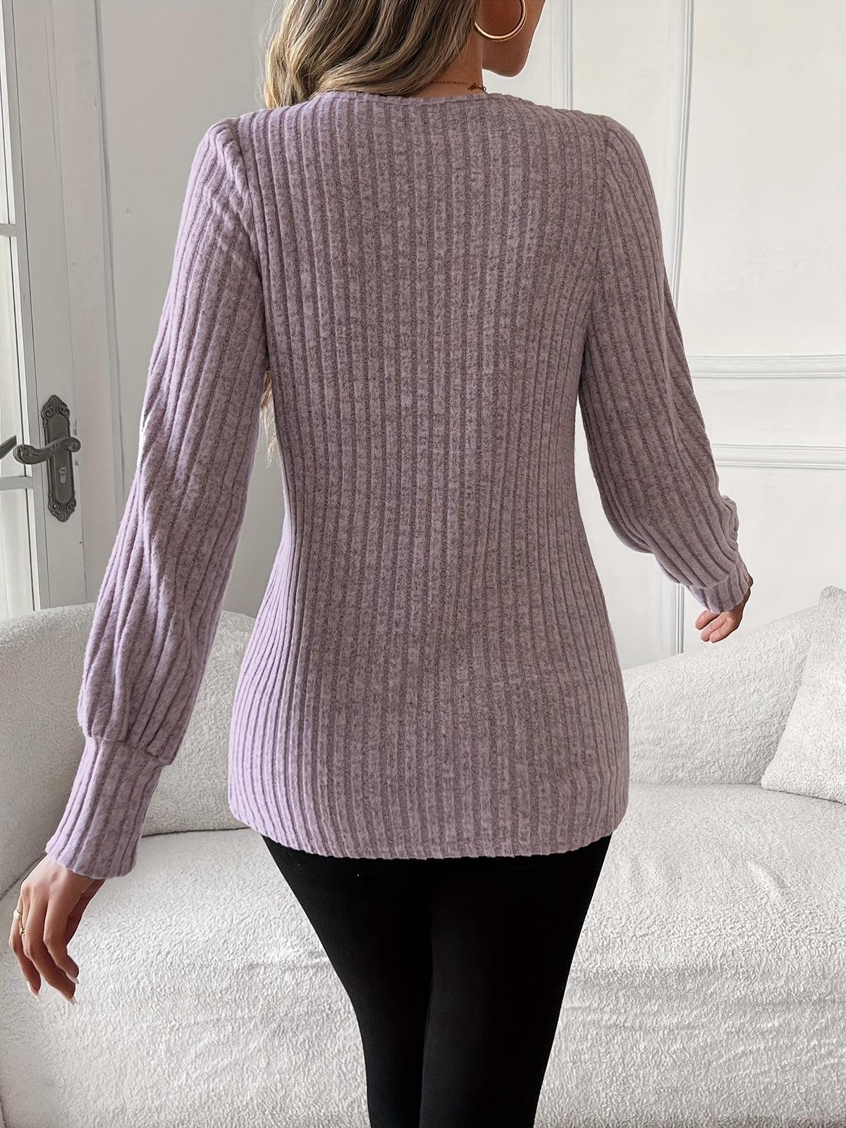 Women's Long Sleeve Lace Trim T-Shirt Round Neck Elegant Casual Top Soft Lightweight Blouse Pink Grey Blue S-XXL US Warehouse