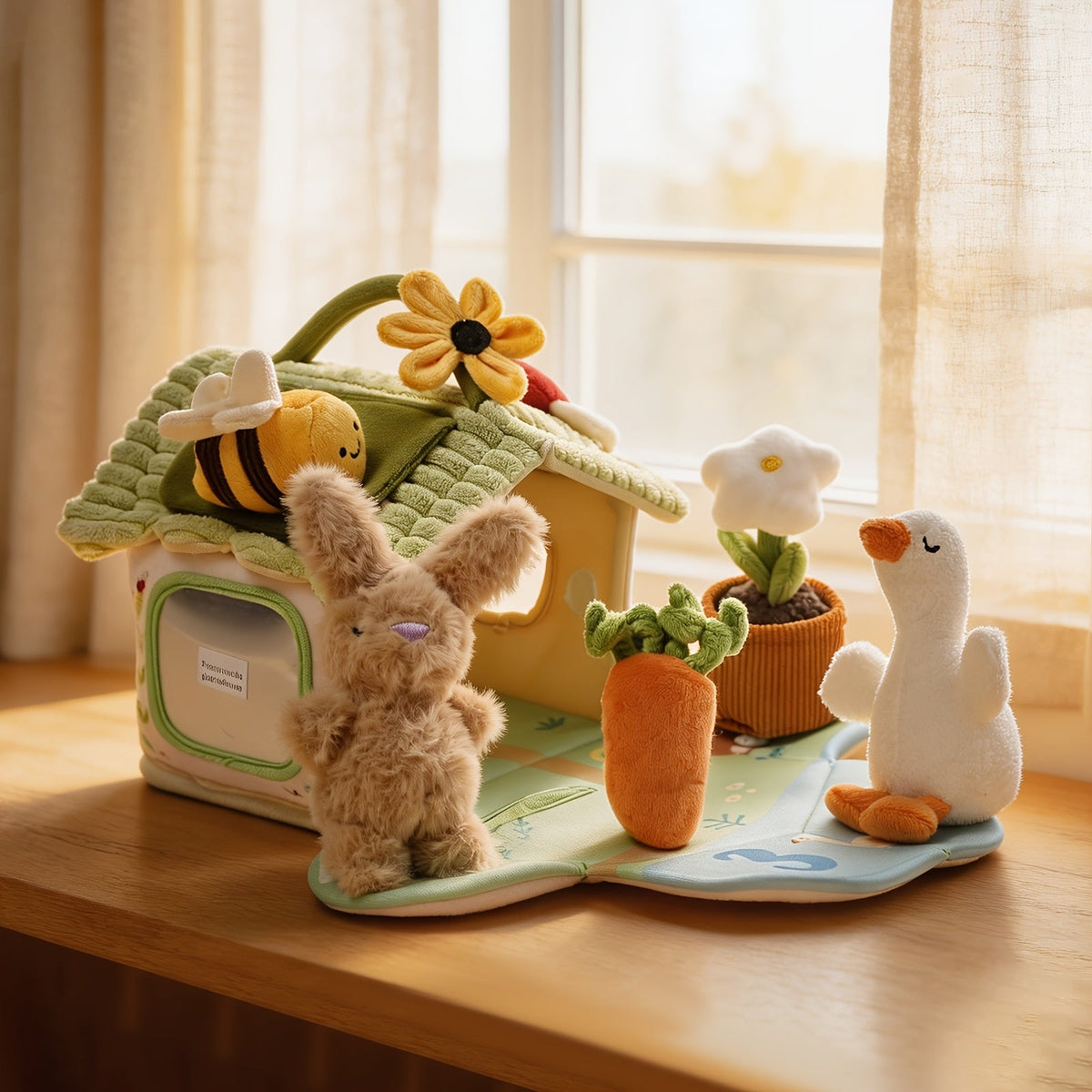 Baby Cartoon Rabbit Carrot Grasping Toy, Infant Hand Movement & Color Cognition Training, Interactive Early Education Starter Toy for Babies & Toddlers