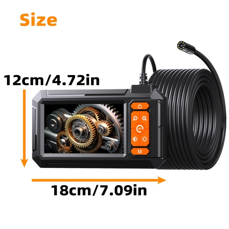 Industrial Endoscope Inspection Camera - 4.3" IPS Display, 1080P, 8 LED Lights, Semi-Rigid Cable, IP67 Waterproof for Sewer, Pipe & Wall Inspection - 2M & 5M