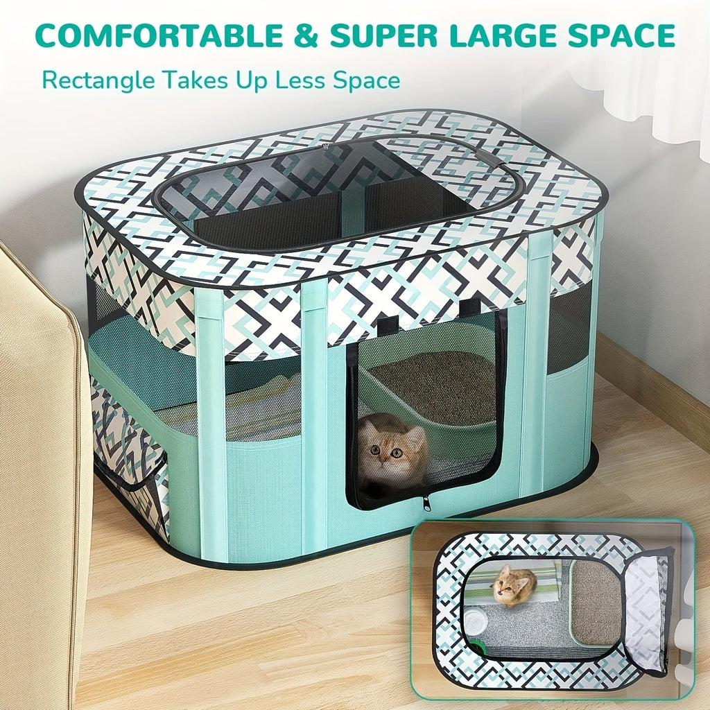Foldable Pet Playpen with Storage Bag – Portable Indoor & Outdoor Dog/Cat Exercise Kennel & Puppy/Kitten Playpen, 4 Sizes (M/L/XL/XXL) for Cats, Dogs, and Rabbits, Travel & Camping Ready