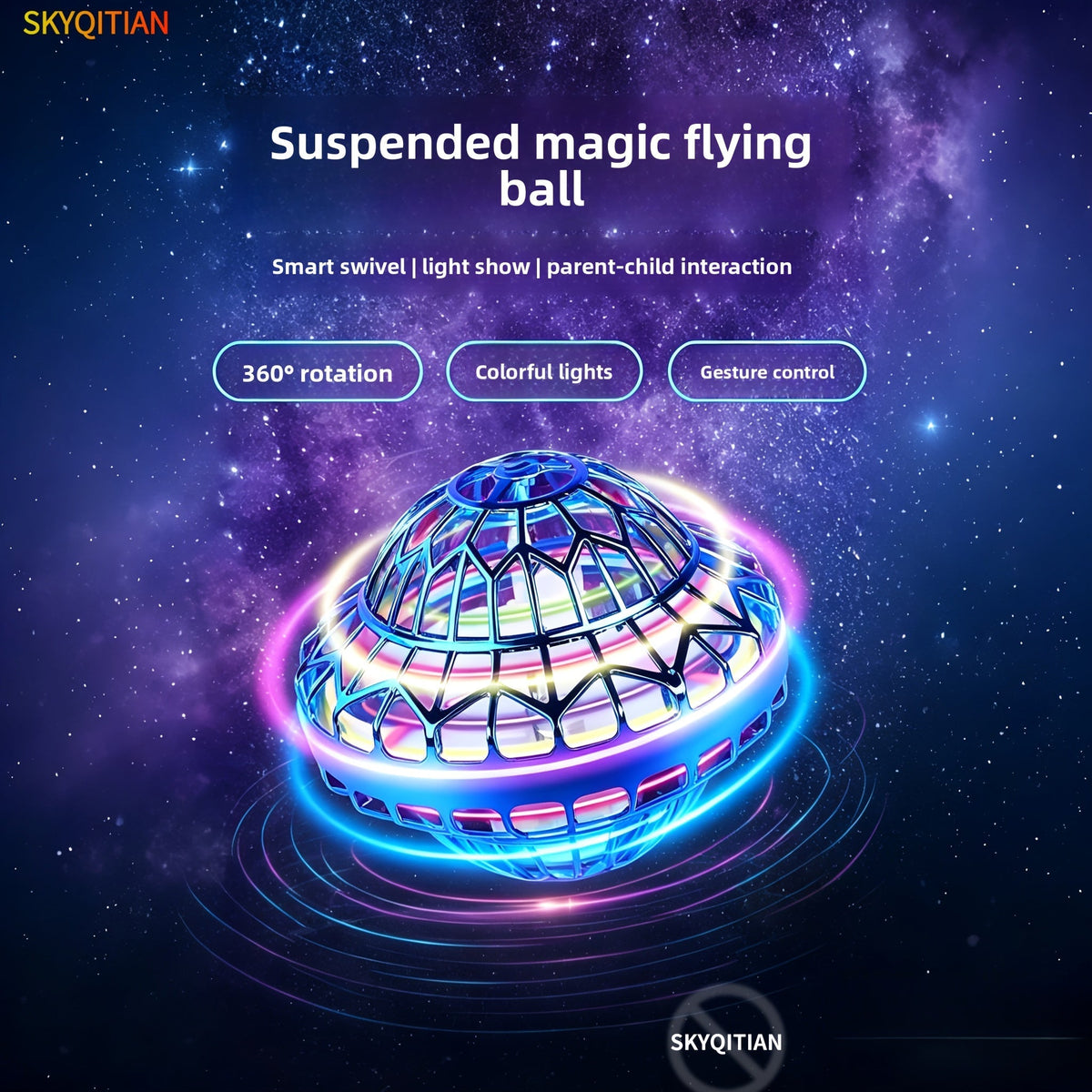 UFO Magic Flying Ball Toy with LED Light – Hand-Controlled Boomerang Hover Ball with Intelligent Gesture Sensing, Suitable for Indoor/Outdoor Play, Parties, and Gifts for Kids, Boys, and Girls (Halloween/Christmas)