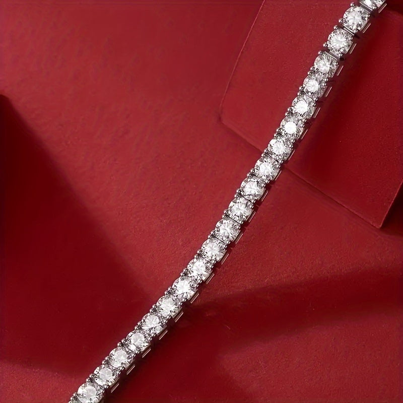 S925 Sterling Silver Moissanite Tennis Bracelet for Women and Men – Luxury CZ Bling Hip Hop Bracelet, Sizes 6–9 Inches, Perfect for Weddings, Anniversaries, and Birthdays