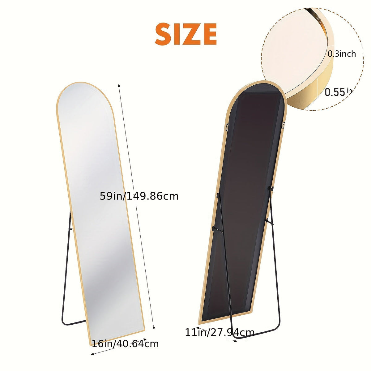 Arched Full Length Mirror – Free Standing, Leaning or Wall Mounted Floor Mirror, Modern Simple Tall Design for Living Room, Bedroom, Cloakroom, Home Decor