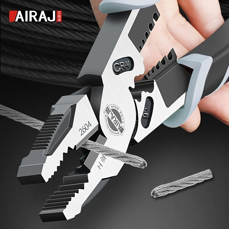 AIRAJ 9-Inch Industrial Grade Wire Pliers – Sharp Durable Stainless Steel Large-Opening Multi-Purpose Wire Stripping & Cutting Tool