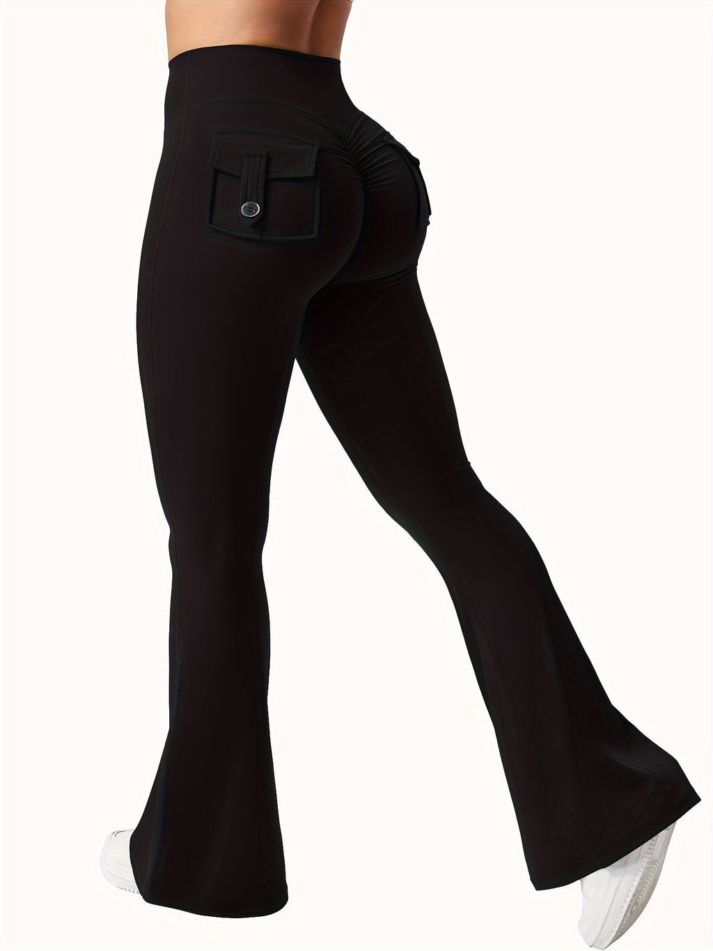 Women's High Waist Flare Yoga Pants Scrunch Butt Lift Leggings with Pockets, Squat-Proof, 4-Way Stretch, Sweat-Wicking Sportswear for Gym, Running, and Workout – 7 Colors, S-XL