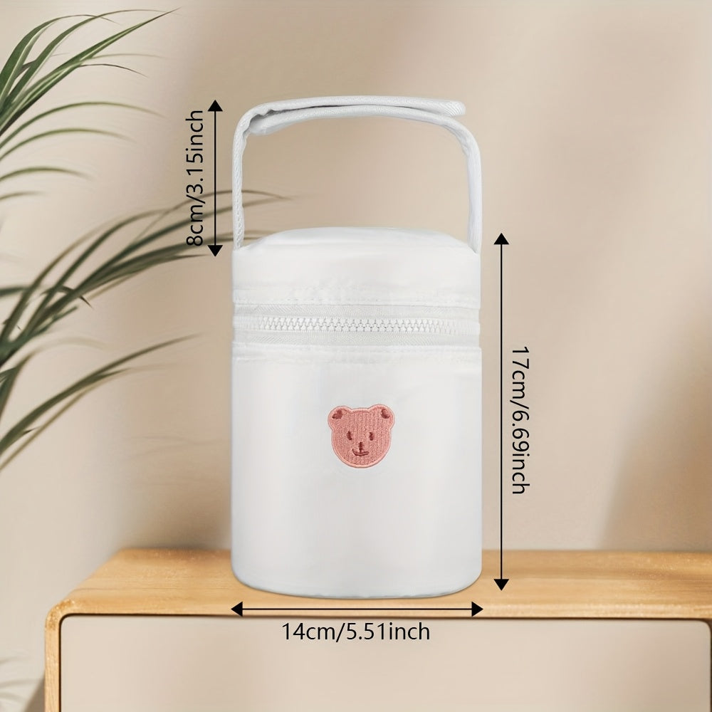 Insulated Thermal Bag for Baby Bottles & Breast Pumps, Polyester Handle Tote with Temperature Retention, Hand Washable, Premium Poly Material for Parents On the Go, White & Black