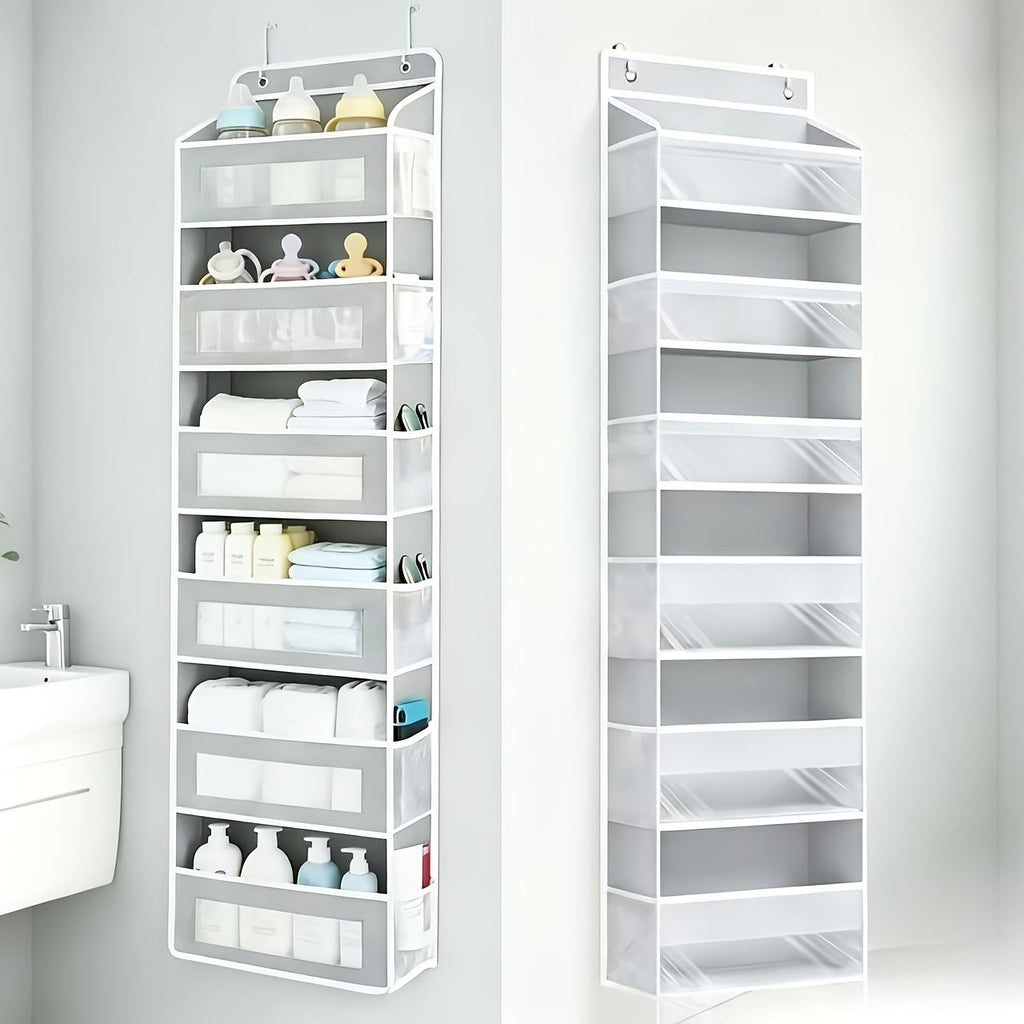 6-Layer Hanging Storage Organizer Rack, Transparent Pocket Non-Woven Vertical Space-Saving Closet Shelf for Diapers Baby Supplies & Bedroom Miscellaneous, 121 lb Capacity