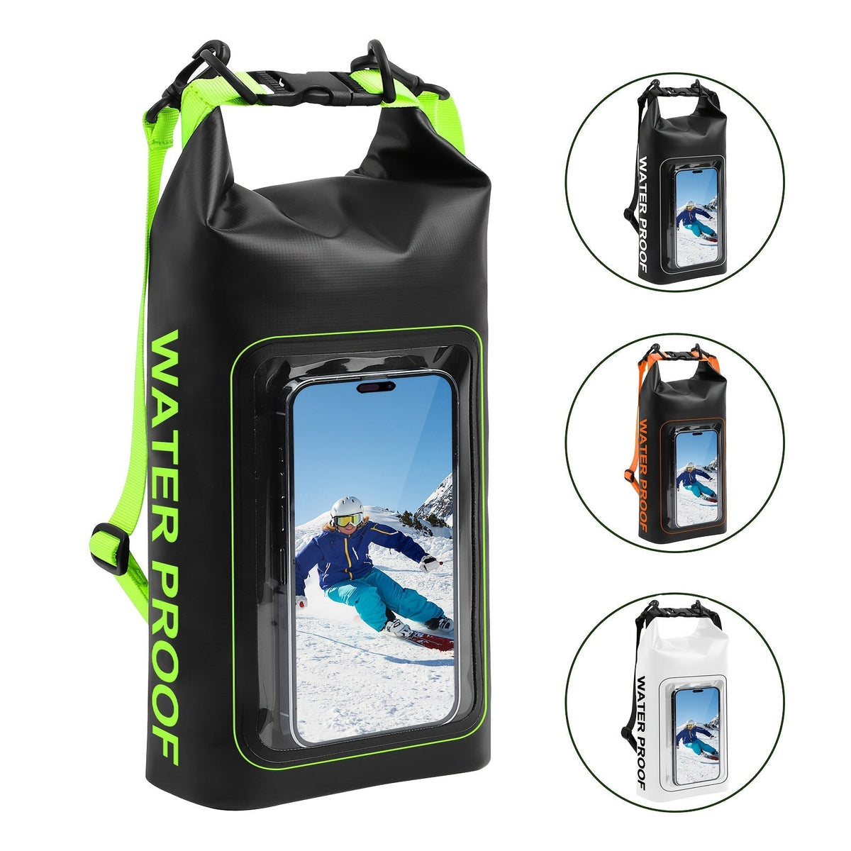 10L Waterproof Roll-Top Dry Bag with Phone Case - Crossbody Shoulder Bag for Kayaking, Boating, Beach, Camping, Swimming, Fishing, Rafting, and Travel