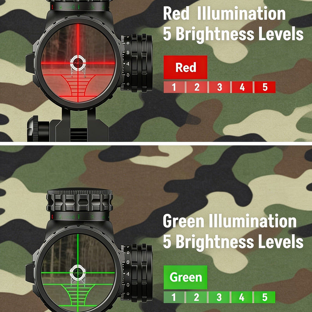 4-16x50 Rifle Optical Scope & Red Dot Combo with Red or Green Laser Illuminated Reticle for 20mm Picatinny Rail – Hunting Shooting Tactical Weaponlight