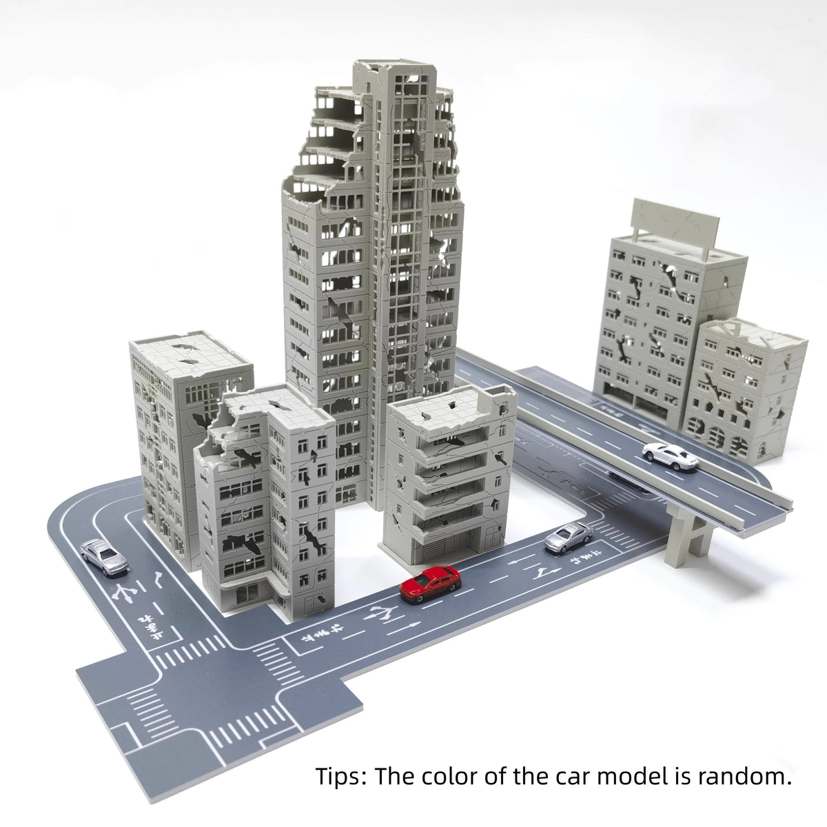 1:300 Scale War Damaged House Building Scene Model Set - Plastic Battle Damaged Urban Street Layout for N HO Train Diorama, Wargaming & Architectural Model | Miniature Scene Display