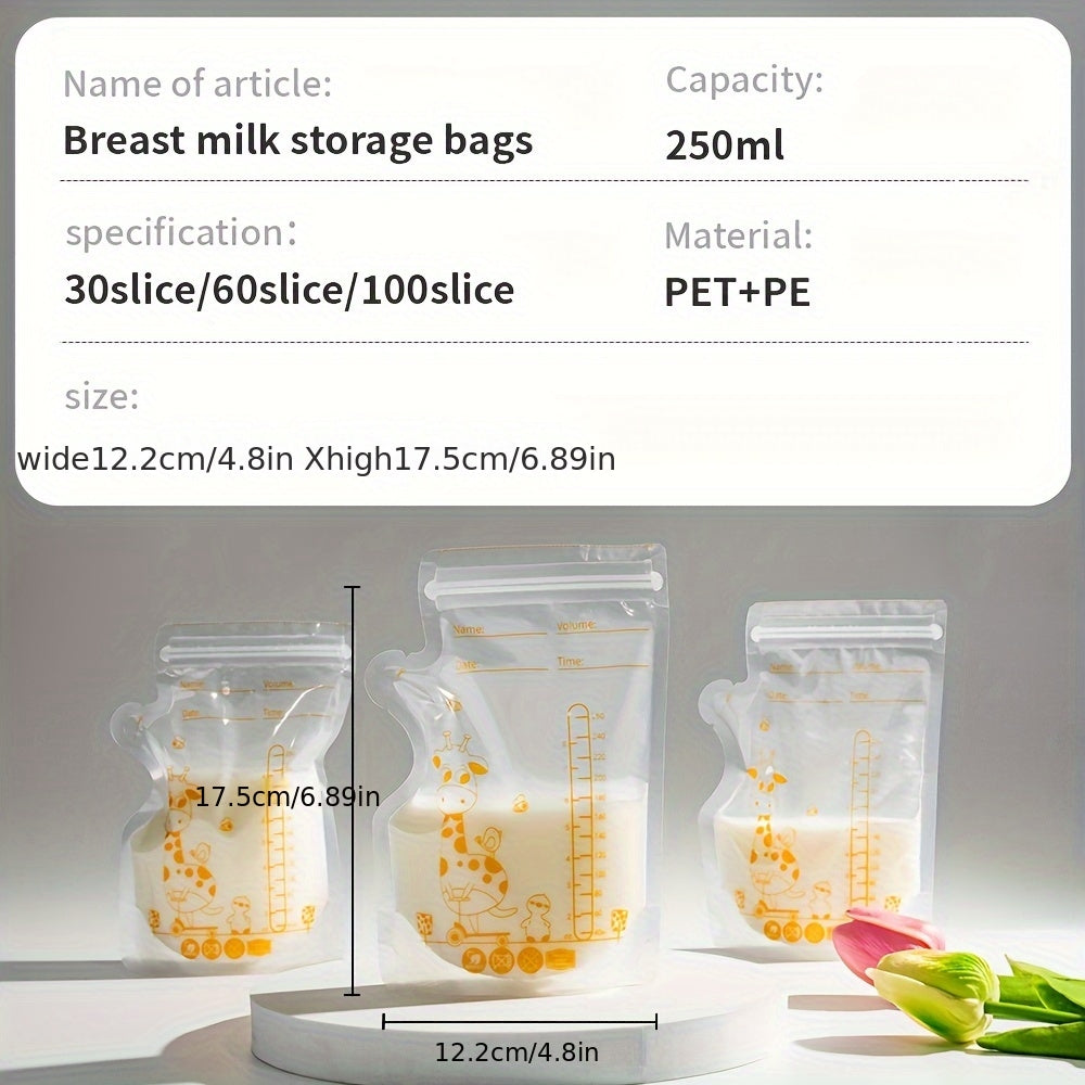 Breast Milk Storage Bags 100 Count, 8oz Ready-to-Use Nursing Milk Bags with Spout, Self-Standing Space-Saving Flat Design, BPA-Free Breastmilk Bags Also Usable for Food & Snack Storage