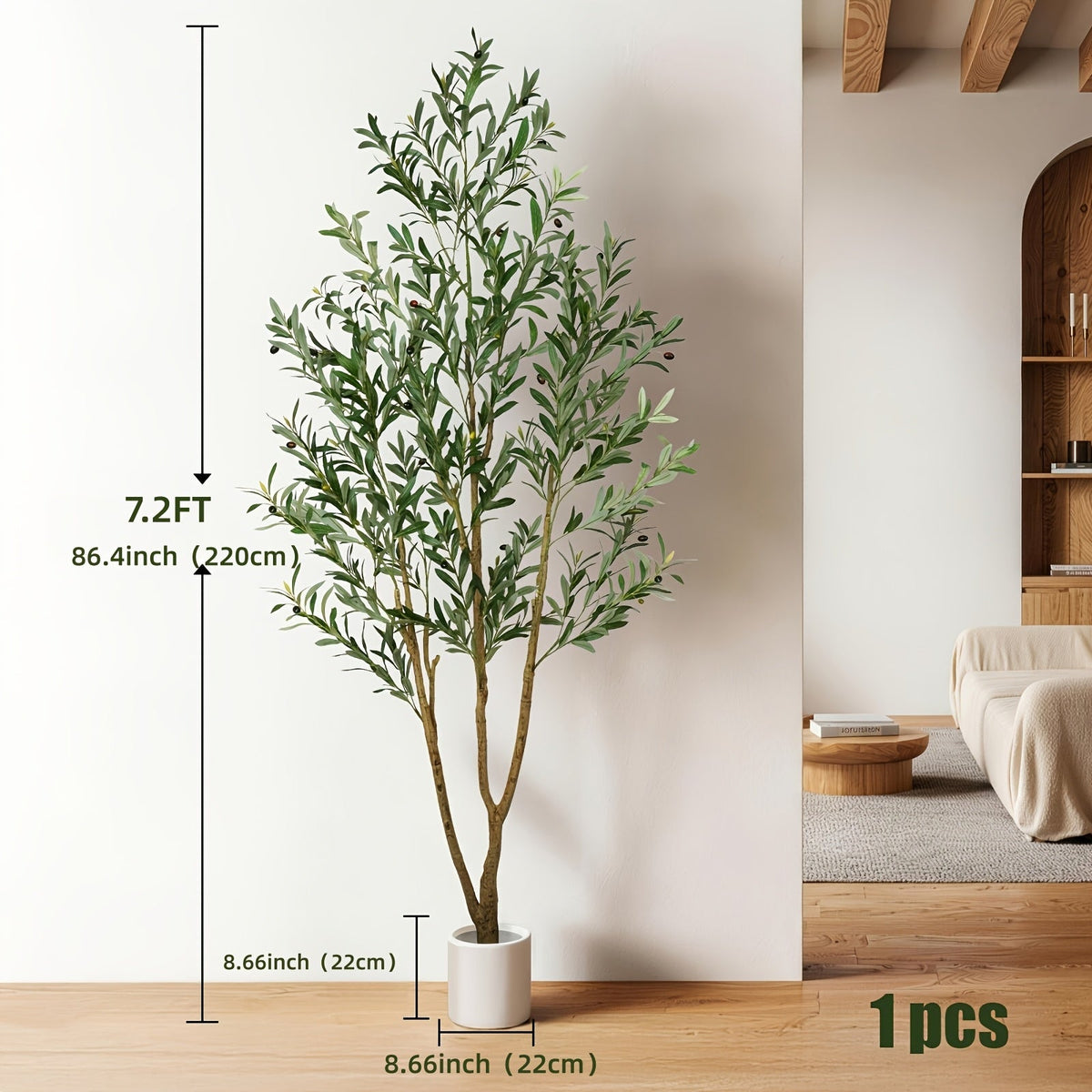 Artificial Olive Tree in Pot 5/6/7 FT – Tall Faux Olive Topiary Plant with Realistic Branches & Fruits for Living Room Home Office Indoor Decor