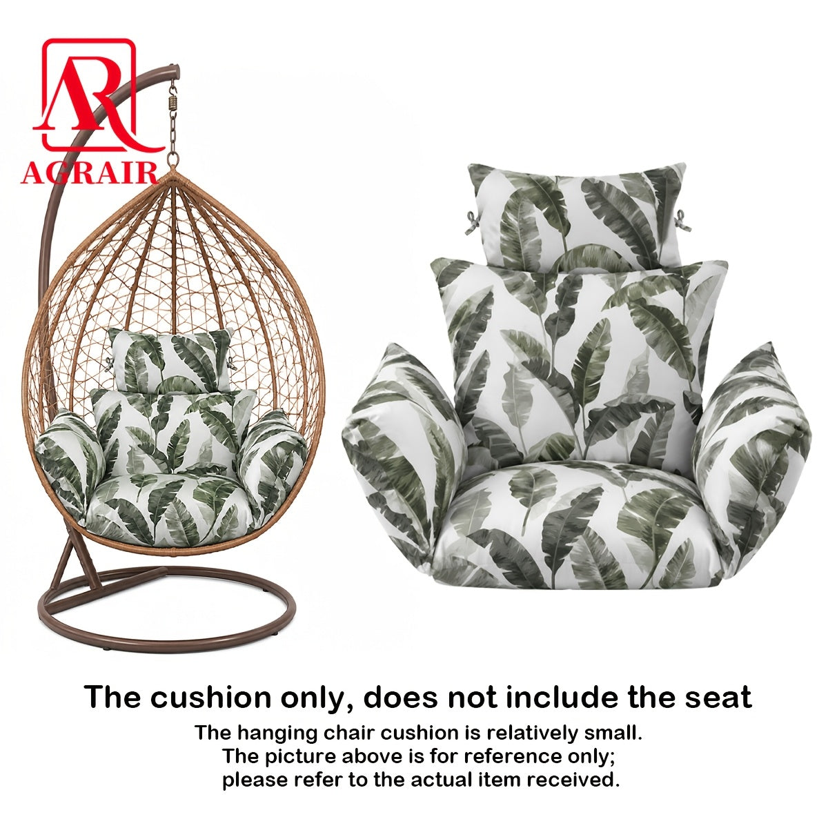 Hanging Egg Chair Cushion Replacement – With Headrest & Strap Design for Indoor & Outdoor Swing Egg Chairs in Orange Blue Red White Rose Red & Banana Leaf