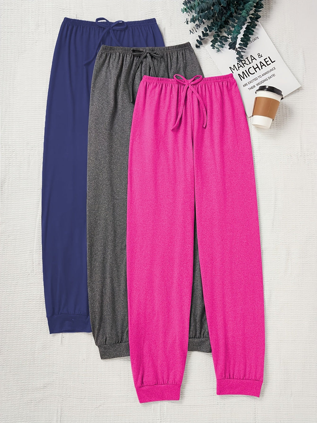 Women's Casual Drawstring Pants Loose Fit Elastic Waist Solid Color Home Lounge Pants Autumn Comfortable Knit Polyester XS S M L XL XXL