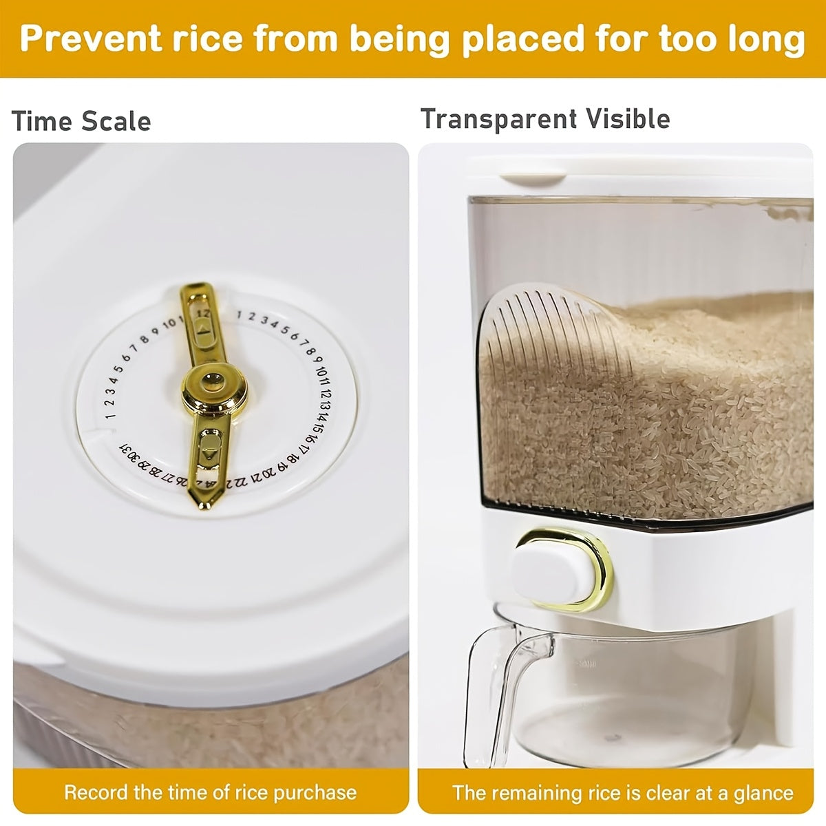 Large Capacity Food Storage Container 11/22 lbs Airtight Sealed Tank, BPA-Free Plastic Bulk Storage for Rice, Grains, and Nuts, Kitchen Cabinet Pantry Organizer with Lid – 5KG/10KG Options