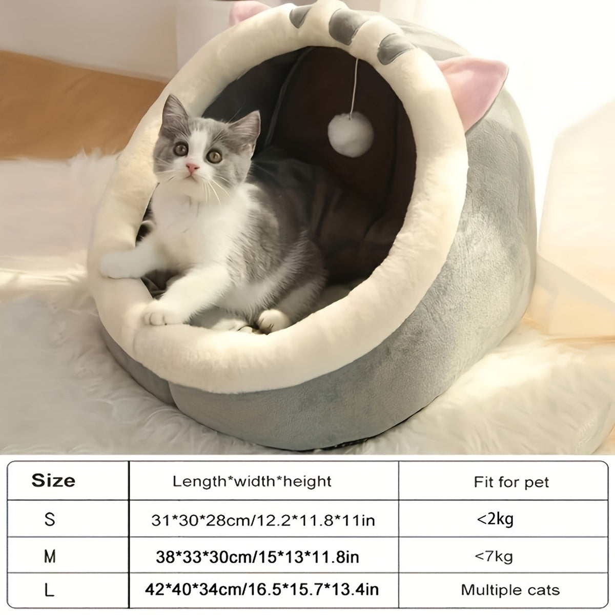 Soft Cat Bed with Breathable Mat - Cozy Kitten Sleeping Basket for Small, Medium, and Large Cats, All-Season Indoor Cat House