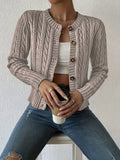 Women's Cable Knit Cardigan Sweater with Mesh Detail, Open Front, Long Sleeve, Crew Neck, Stretch Knit Casual Outerwear for Spring and Fall, XS-XXL