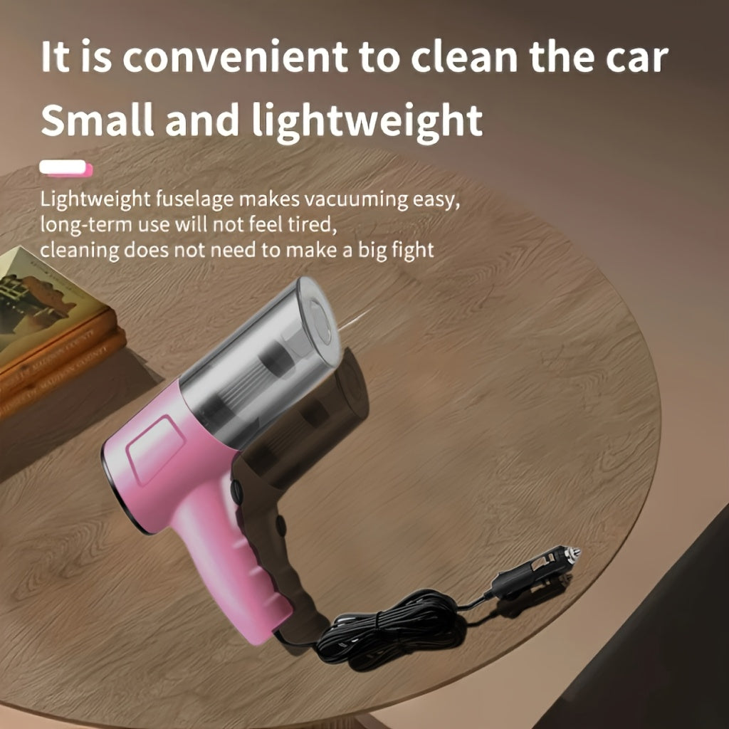 Pink Mini Handheld Car Vacuum Cleaner, Strong Suction, Dry & Wet Cleaning for Pet Hair and Cat Hair, Multifunctional Portable Cordless, Cute Design for Women and Girls
