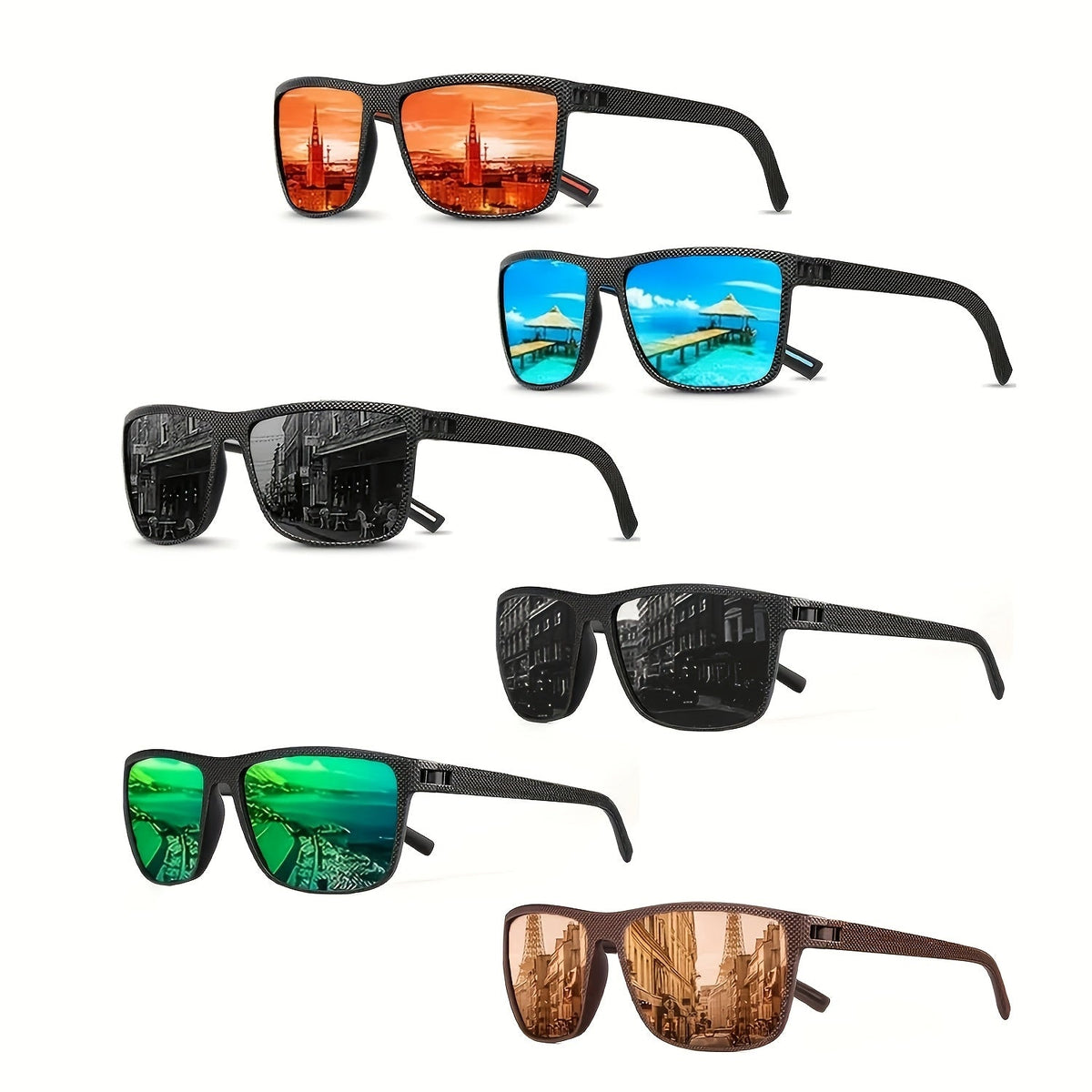 12-Pack Retro Square Sunglasses Bulk Set for Men and Women, Classic Designer PC Frame, UV Protection, for Beach, Outdoor Sports, and Daily Leisure, Wholesale Assorted Colors