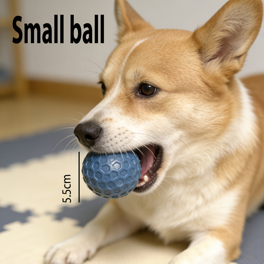 Squeaky Dog Toy Ball for Large Dogs - Super Tough Rubber Bite-Resistant Teeth Cleaning Chew Ball, Interactive Food Dispensing Puzzle Toy, Durable Teething & Squeaker Ball for Aggressive Chewers