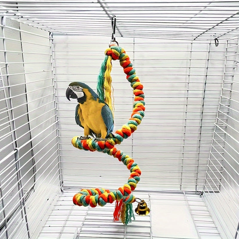 Colorful Parrot Rope Climbing Toy, Spinning Beak Grinding Chewing Hanging Toy, Bird Cage Decoration for Budgies, Cockatiels, Conures, Lovebirds (Random Color)