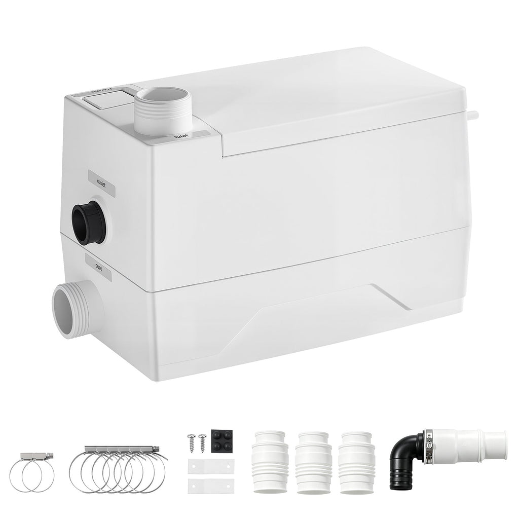 VEVOR Utility Sink Pump 350W 120 LPM Flow 26.2 ft Lift Copper Motor with Check Valve 3 Inlets Quiet Odor-Block for Basement Kitchen Sink & Shower Gray Water Drainage