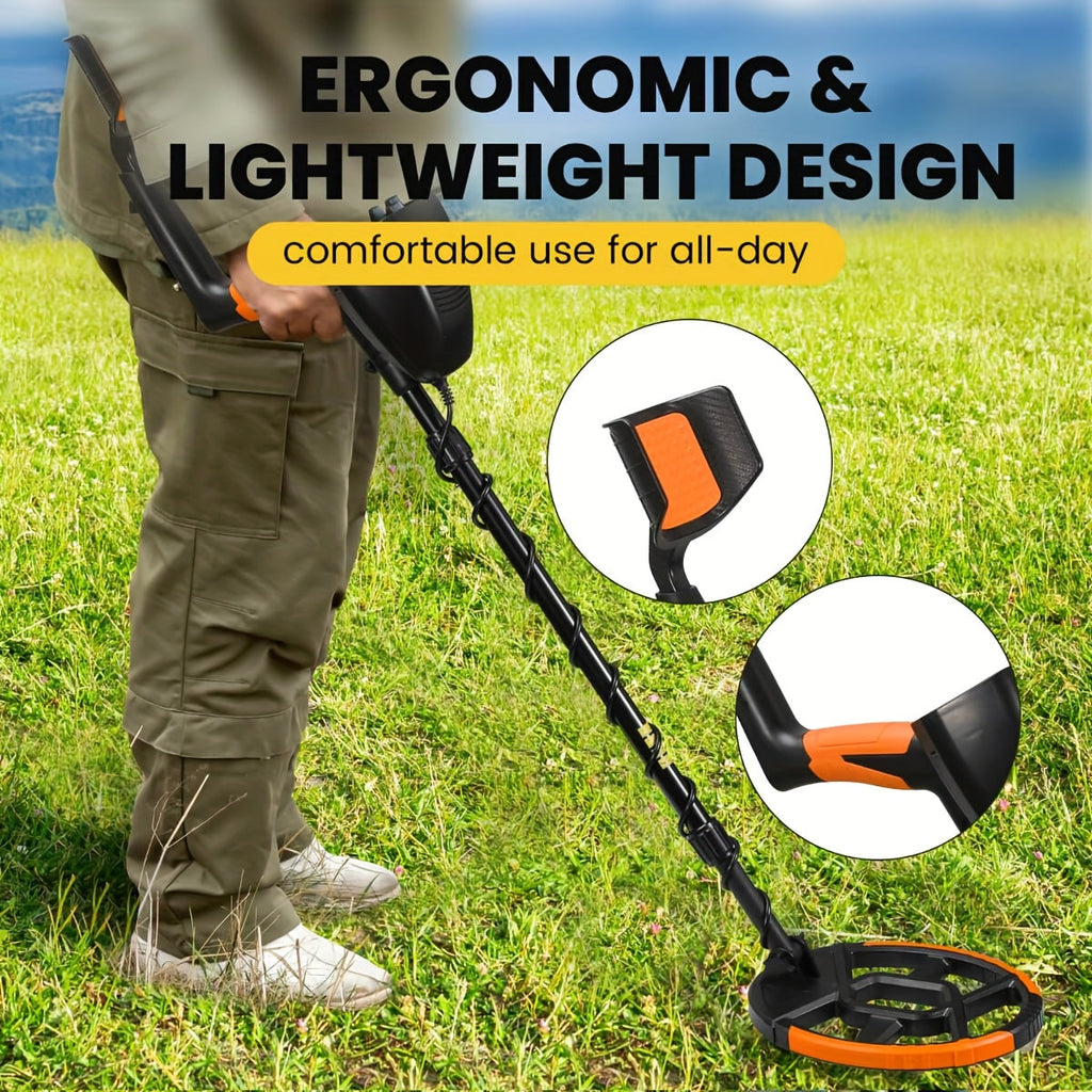 Metal Detector – High-Sensitivity 8" Search Coil LCD Display 4 Modes Detects Coins to 5" Deep & Large Objects to 3ft for Lawn Garden Yard & Outdoor Adventure in Green Yellow & Basic