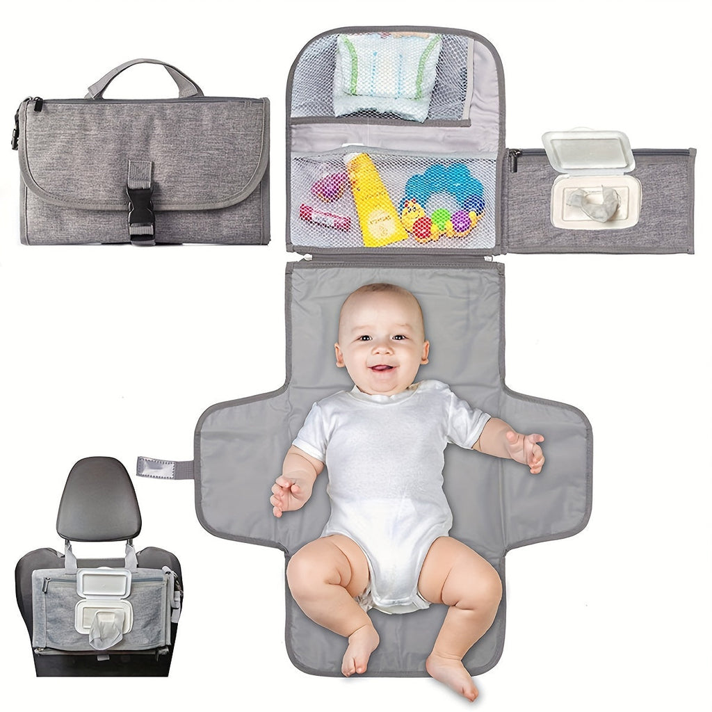 Multifunctional Portable Baby Diaper Changing Pad, Waterproof Urine Isolation Changing Mat for Outings & Travel, Foldable Baby Changing Pad for Mom & Baby On the Go, Grey