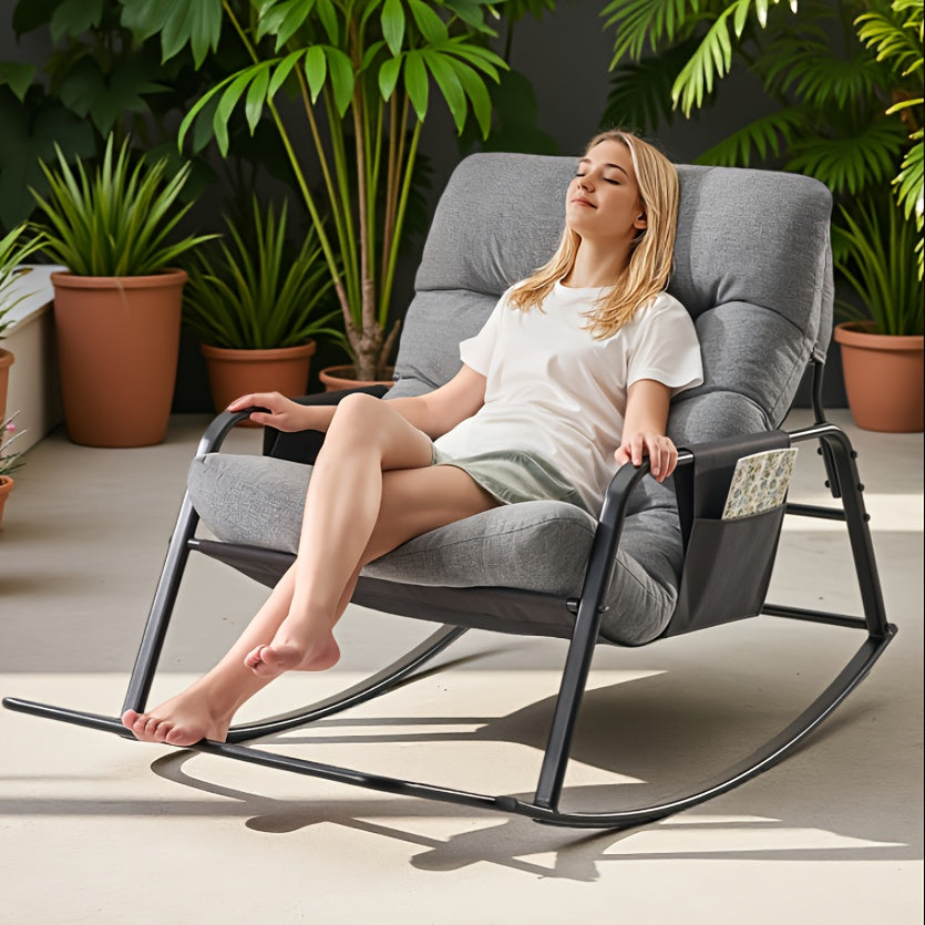 Extra Large Papasan Chair Outdoor Patio Rocking Egg Lounge Chair with Cushion for Deck Garden Camping – Comfortable Reading Chair, Available in 1-Pack & 2-Pack, Multiple Colors