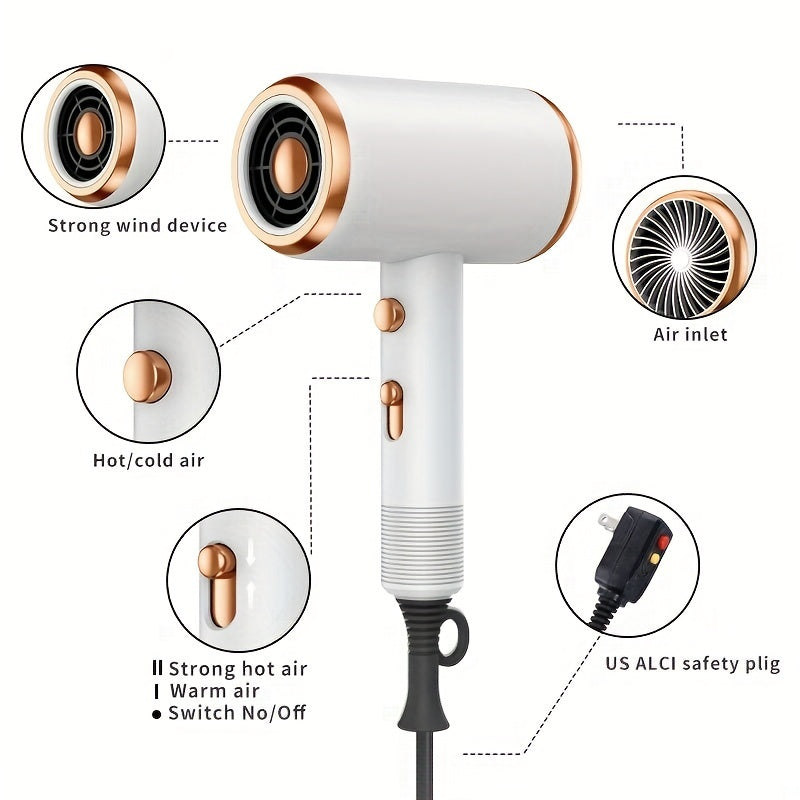 Professional Ionic Hair Dryer with Diffuser & Concentrator - 1600W, 2 Speeds & 3 Heat/Cool Settings - ALCI Safety Plug - Portable Home, Travel & Salon - White, Pink, Green, Red, Purple & Dark Gray