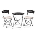 3-Piece Outdoor Folding Bistro Set, Bistro Table & 2 Chairs, Olive Leaf Cutout Design, Cushions Included, Foldable Patio Furniture, for Balcony, Garden, Porch & Yard, Pink/Black/Green/Yellow