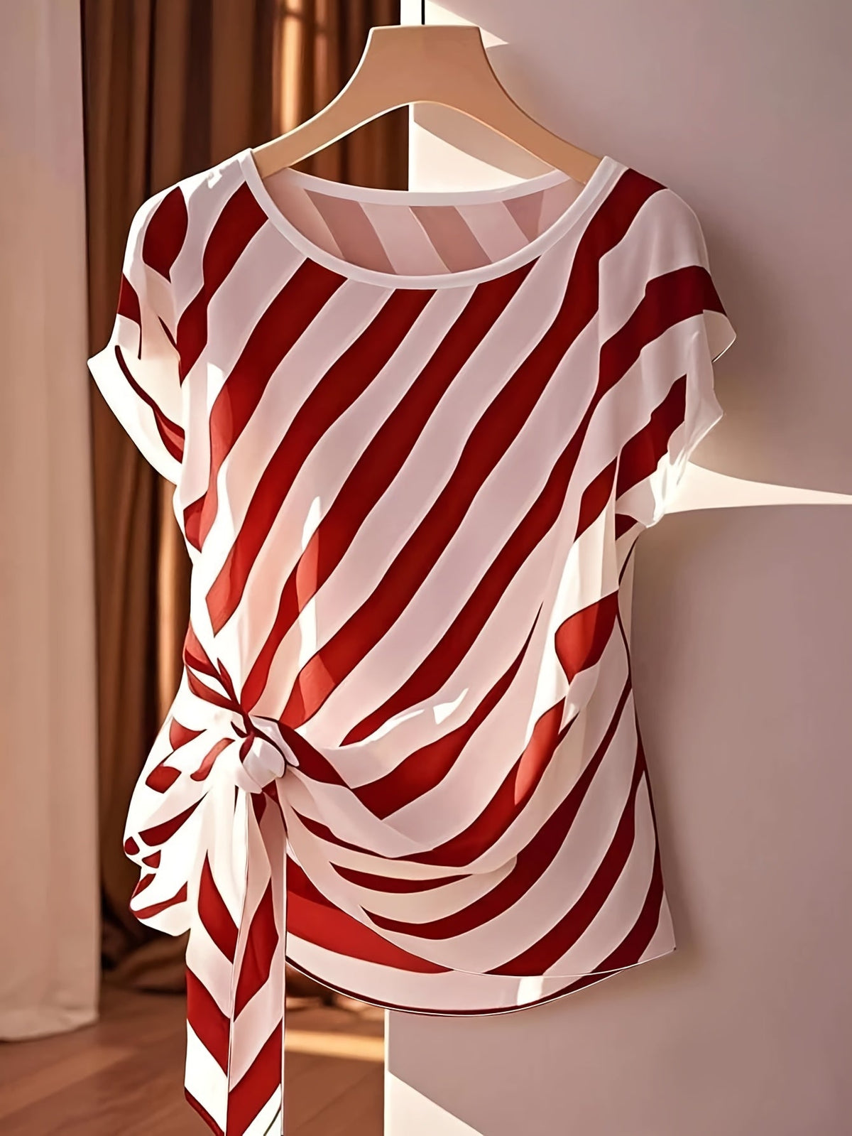 Women's Sleeveless French-Style Striped Blouse with Bow Detail - Semi-Sheer Round Neck Shirt for Spring, Summer, and Fall, Casual to Dressy | Elegant French-Inspired Machine-Washable Ladies' Top