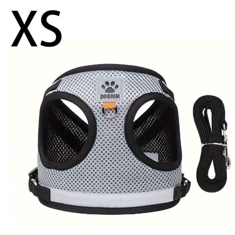 Cat and Dog Vest Harness with Leash Set, Anti-Escape Breathable Mesh Pet Harness, Anti-Breakaway Adjustable for Cats and Small Dogs Outdoor Walking and Training