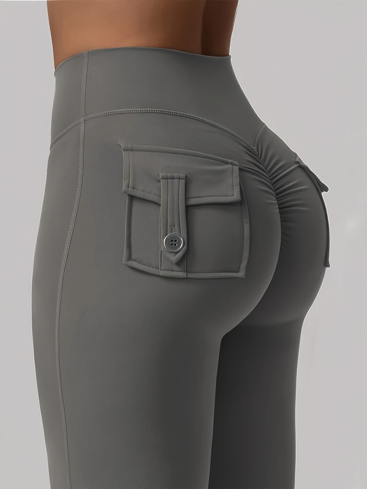 Women's High-Waisted Flare Pants 3-Pack – Butt-Lifting Tummy-Control Quick-Dry Cargo-Style Leggings, Tracksuit Casual Sports Full-Length Trousers (Black, Gray, Green)