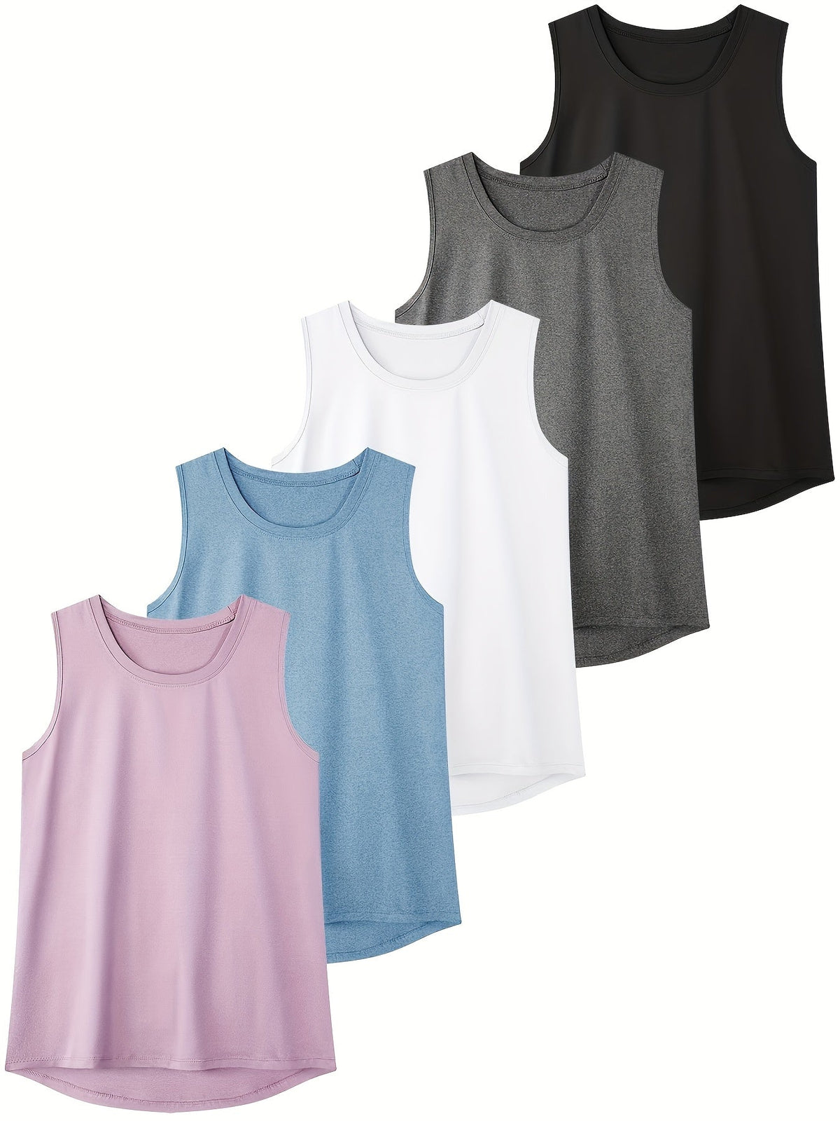 5 Pack Women's Athletic Tank Tops Quick Dry Racerback Design – Breathable Moisture-Wicking Workout Shirts for Fitness Training, Running & Gym, Sizes S-XXL, Mixed Colors