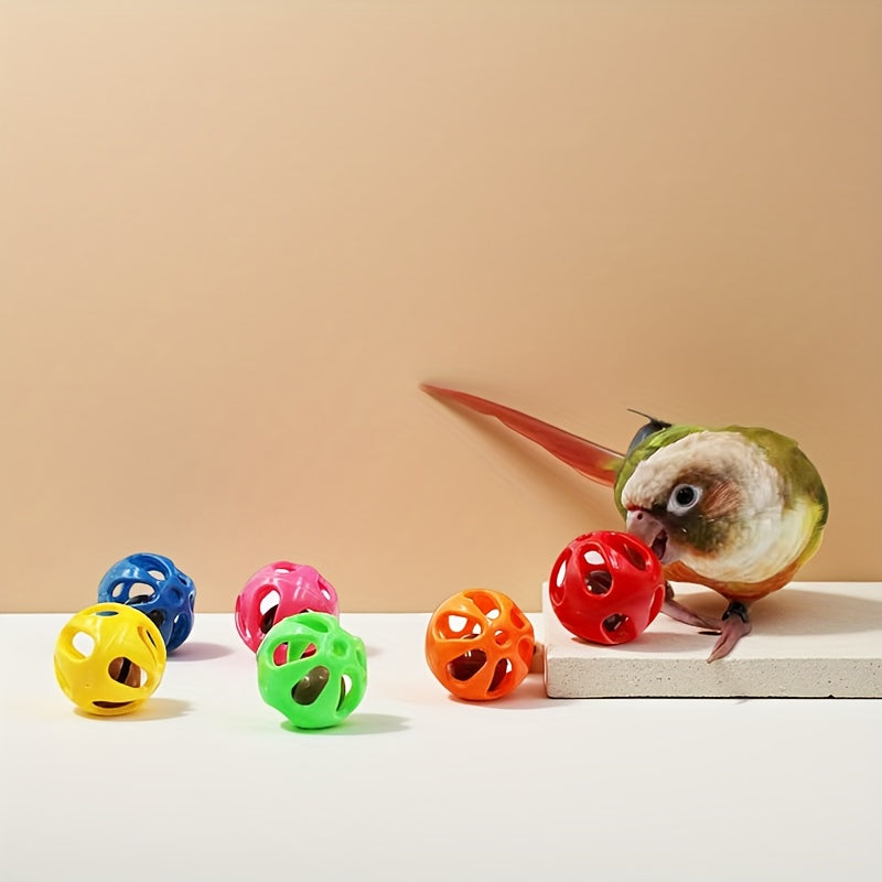 Colorful Bird Toy Bell Balls 10pcs Plastic Jingle Bell Balls for Parrots, Budgies, Cockatiels, and Conures, Boredom Relief Cage Accessory Decorative Bird Toys