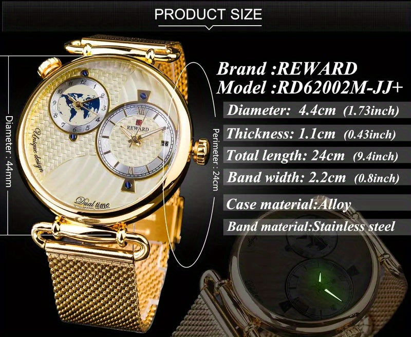 男士经典复古石英商务手表——优雅金色表盘正装腕表，配礼盒，适用于工作、正式及特殊场合的指针式时计