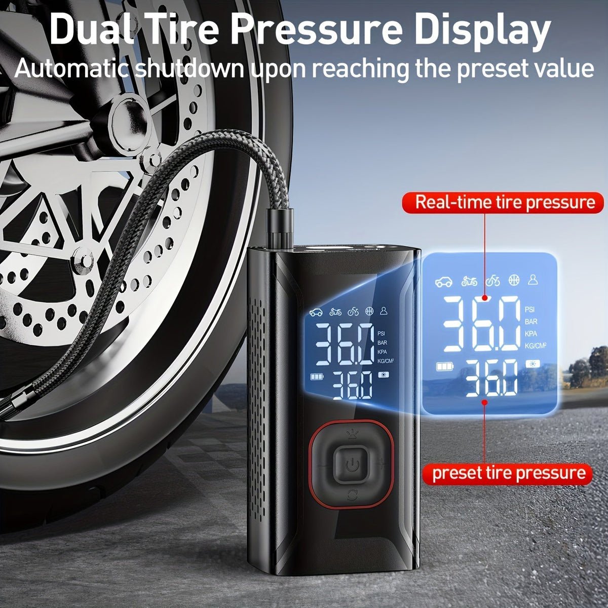 150PSI Cordless Digital Tire Inflator with Protective Case – Portable Air Compressor Pump for Cars, Motorcycles, Bikes, SUVs, and Trucks, Auto Emergency Kit, Gift for Men & Dad