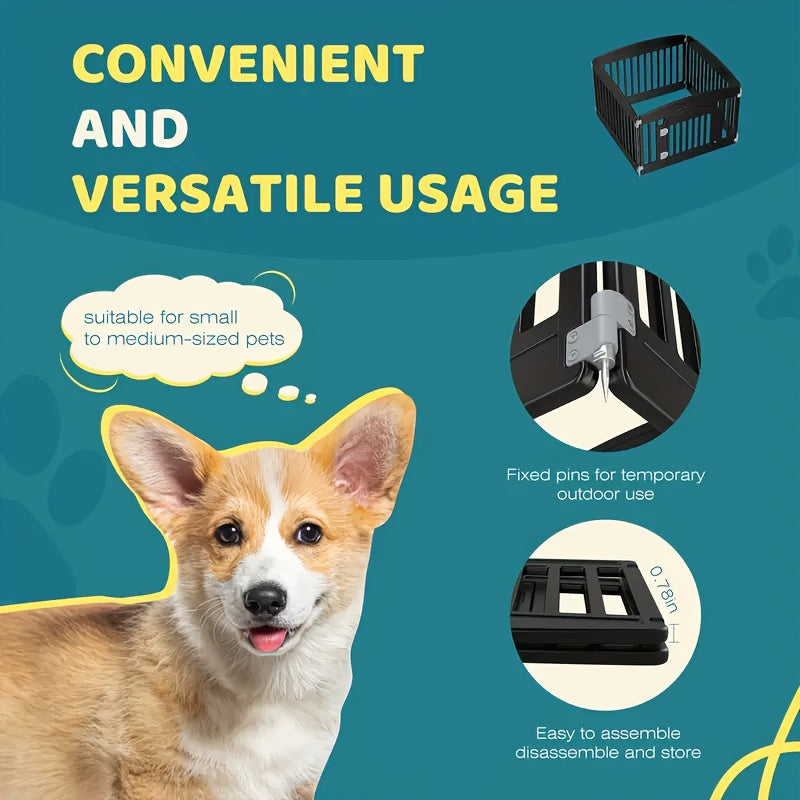 4 & 6 Panel Expandable Dog Playpen with Non-Slip Base, Portable Indoor/Outdoor Puppy Pen with Safety Locking Door for Medium Dogs – Black & White