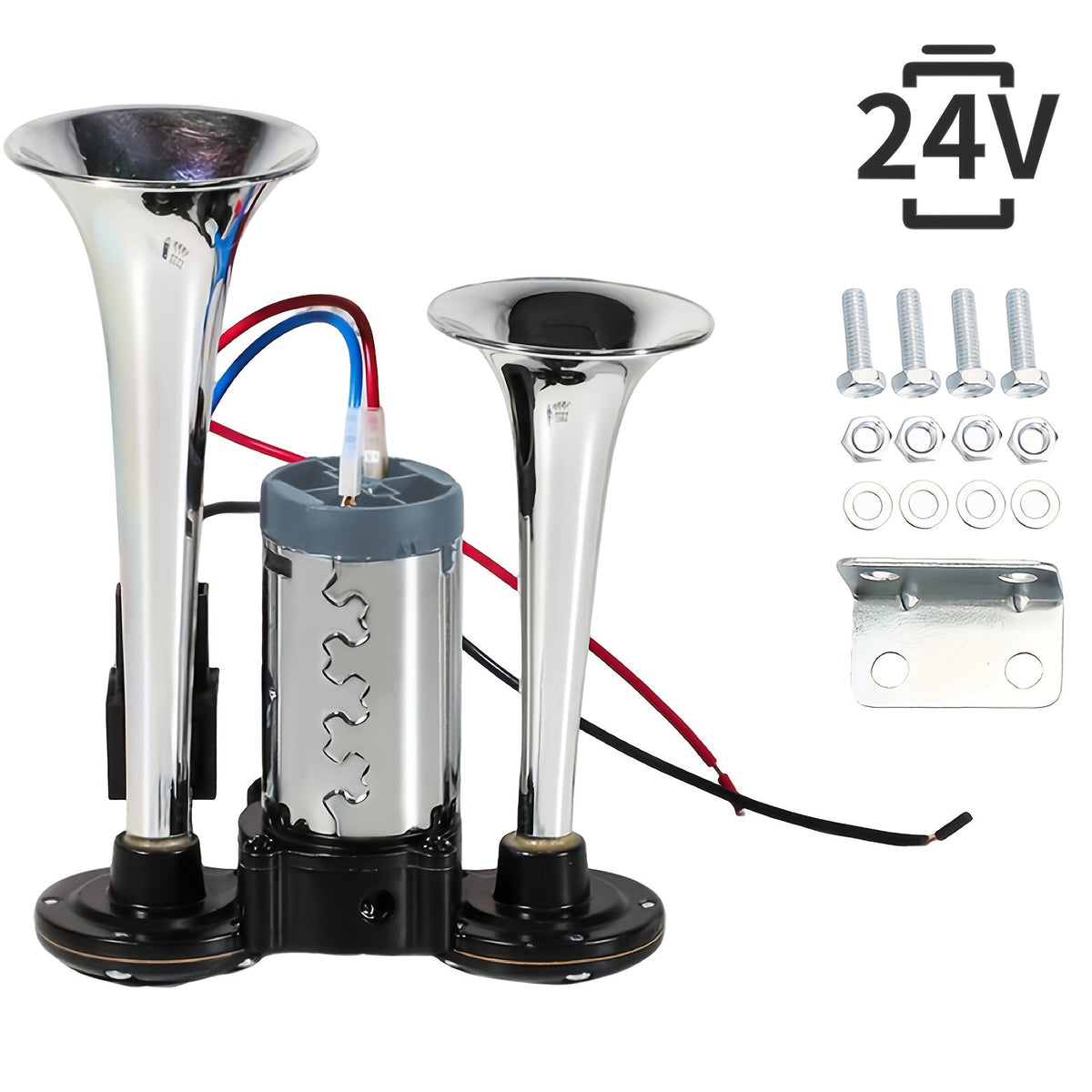 130dB Super Loud Dual-Tone Air Horn 12V/24V – Aluminum Alloy with Compressor, Quick Install for Trucks, SUVs, Motorcycles, Boats & Off-Road Vehicles