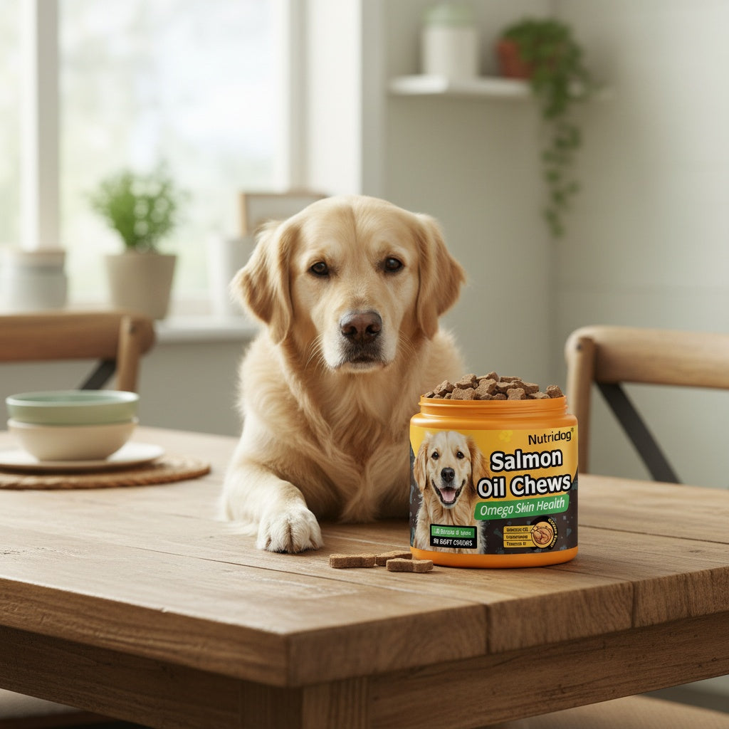 Dog Nutritional Supplement Soft Chews 90 Count with Probiotics Salmon Oil Chicken Flavor - Supports Coat, Gut Health, and Immunity for Dogs of All Ages 225g