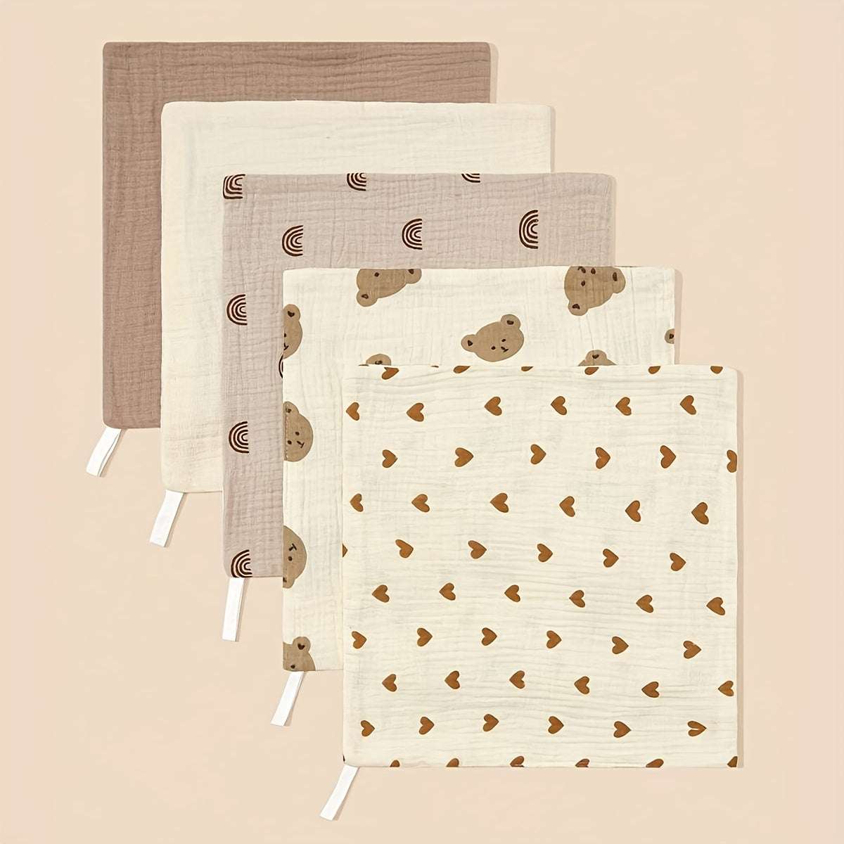 5-Pack Soft Baby Drool Bibs & Newborn Dribble Bibs, Absorbent Baby Burp Cloths & Infant Small Towels for Boys & Girls, Essential Newborn Bib Set