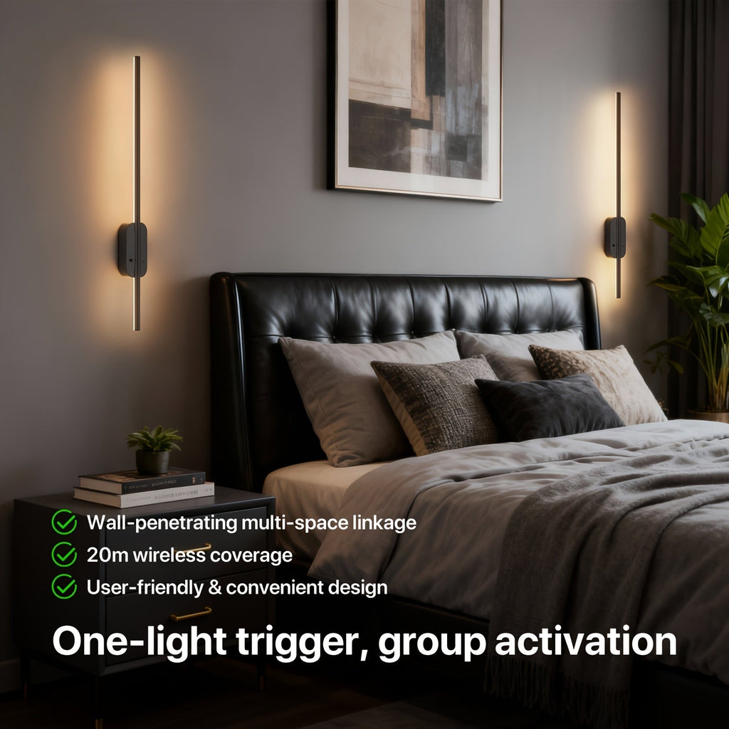 2-Pack Rechargeable Battery Operated Wall Sconces - Dimmable Wireless LED Wall Lights with Remote Control, Black - Bedroom, Living Room, Hallway & Entryway