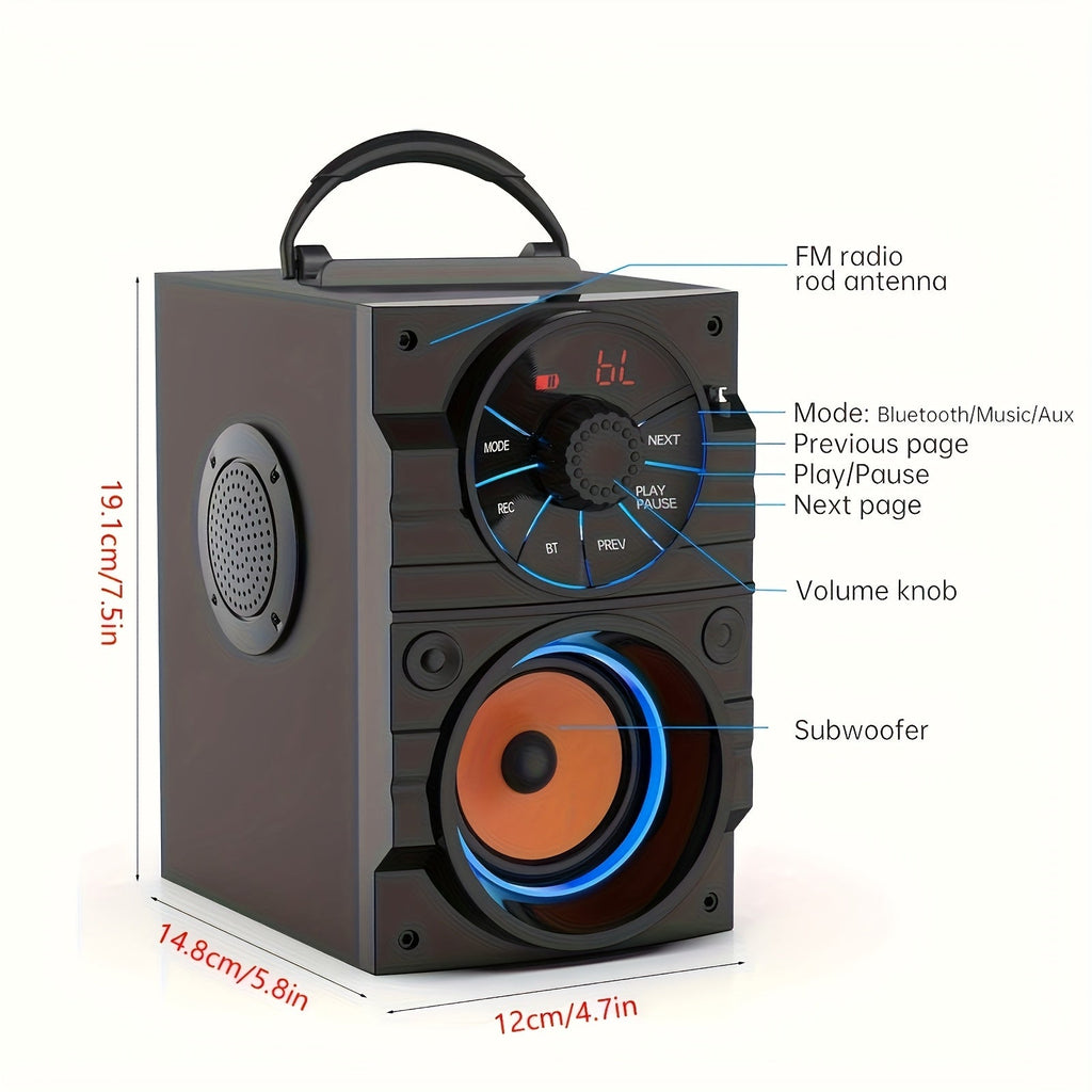 Portable Wireless Party Speaker with Subwoofer & Heavy Bass – Bluetooth FM Radio Remote Control LCD Display for Outdoor Indoor Home Phone PC