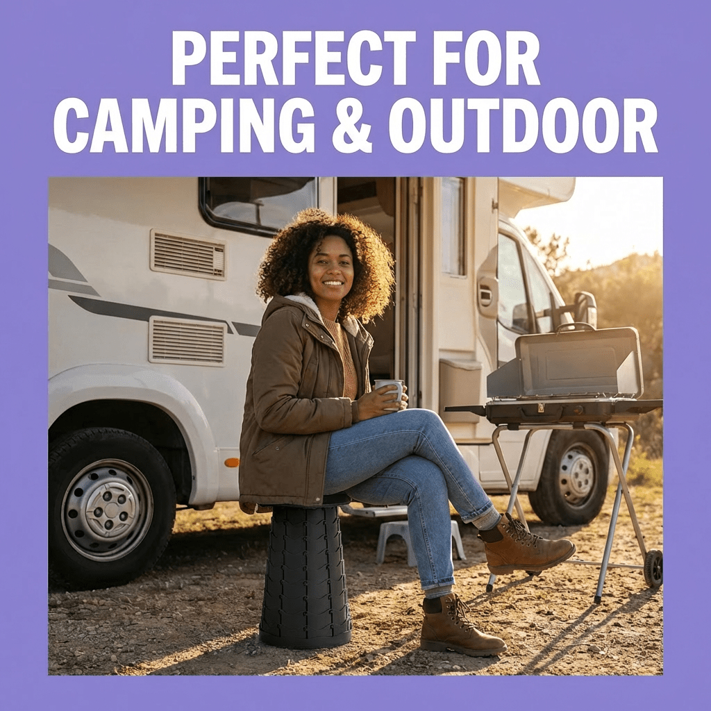 Collapsible Camping Stool, 400 lbs Capacity, Ultra-Portable Lightweight Folding Seat - Folds Flat, Fits in Backpack for Camping, Hiking, Fishing & Indoor/Outdoor Use - Rainbow Option Available